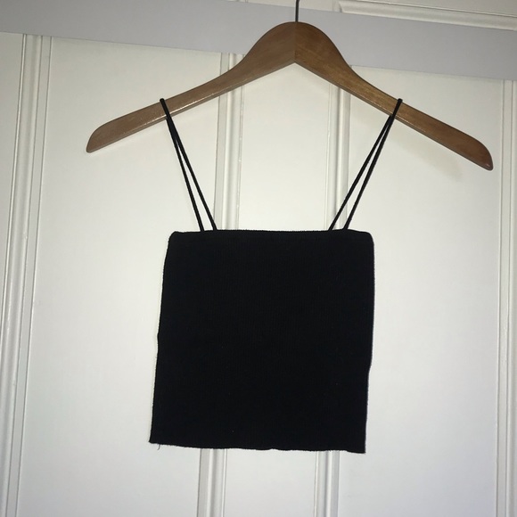 Brandy Melville Tops - Black Crop Square Ribber Brandy Melville Tank Top